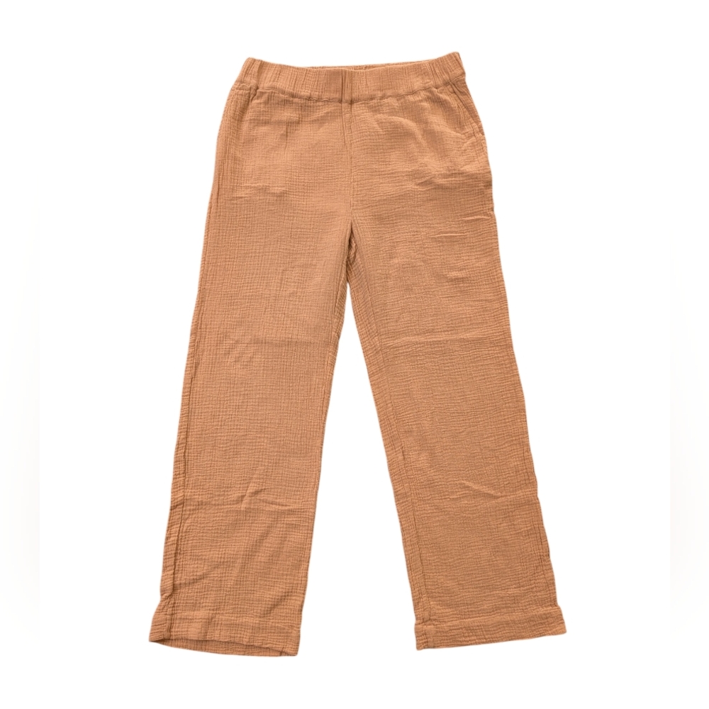 Faherty Organic Cotton Gauze Women’s Relaxed Linen-Blend Wide Leg Pants - beige